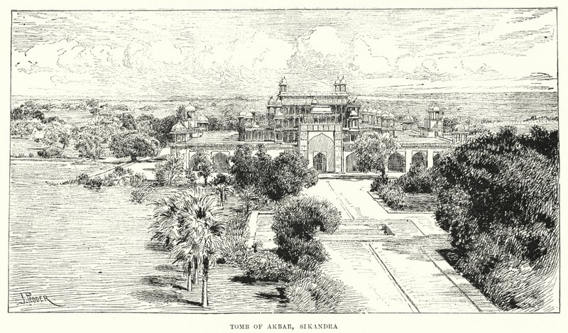 Indien: Akbars grav, Sikandra (gravyr) av English School