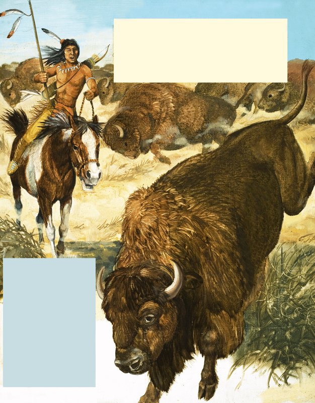 Indier jagar en buffel av English School
