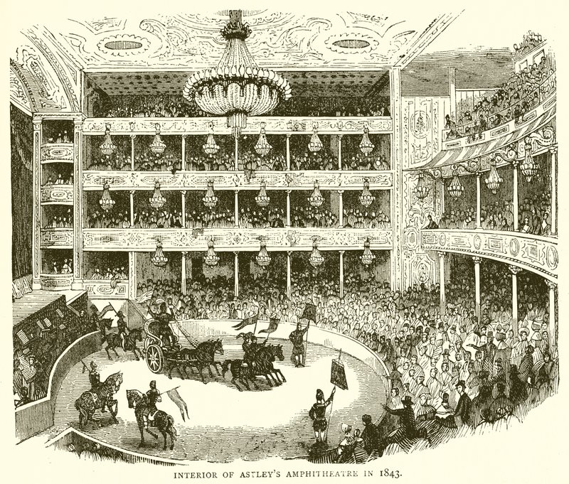 Interiör av Astleys Amphitheater 1843 av English School