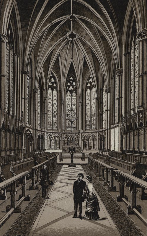 Interiör av Exeter College Chapel, Oxford (litho) av English School