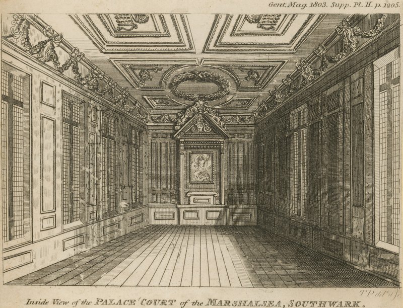Interiör av Palace Court of the Marshalsea Prison av English School
