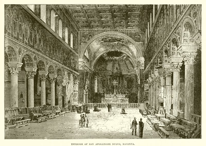 Interiör av San Apollinare Nuovo, Ravenna av English School