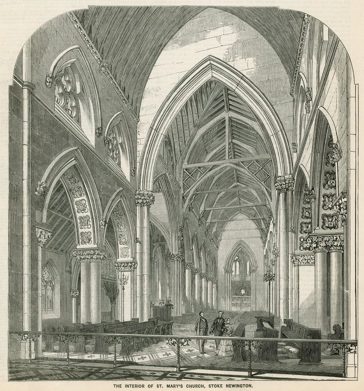 Interiör av St Marys Church i Stoke Newington av English School