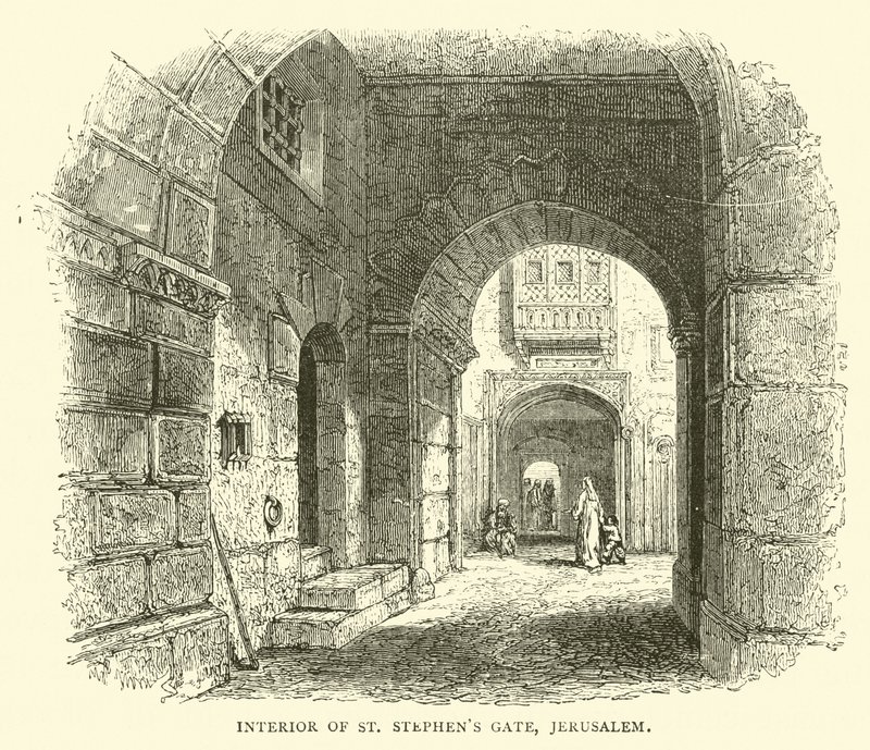 Interiör av St Stephens Gate, Jerusalem av English School