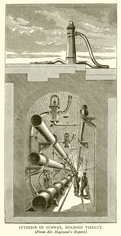 Interiör av tunnelbana, Holborn Viaduct av English School