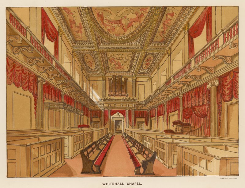 Interiör av Whitehall Chapel av English School