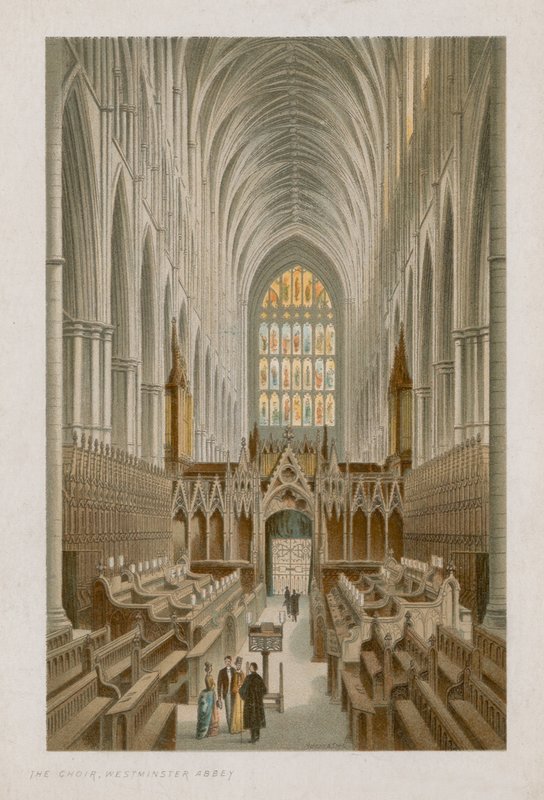 Interiör av Choir of Westminster Abbey av English School