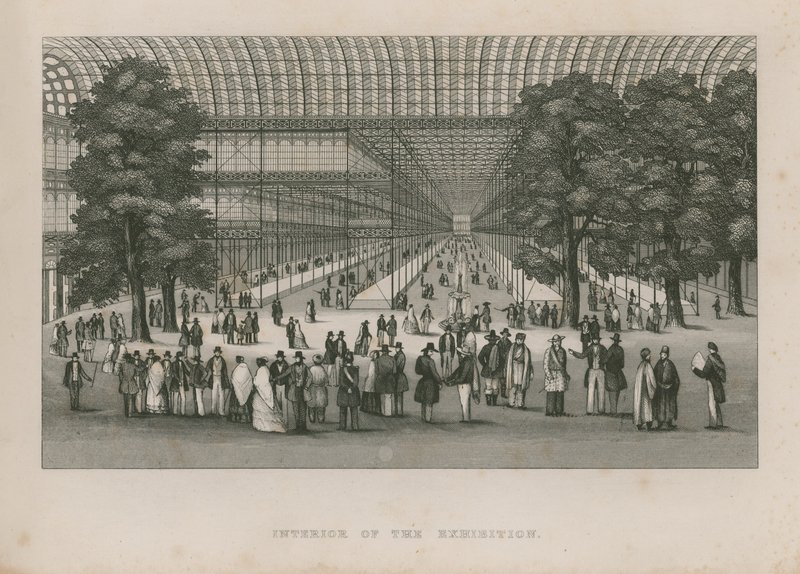 Interiör av den stora utställningen, 1851 av English School
