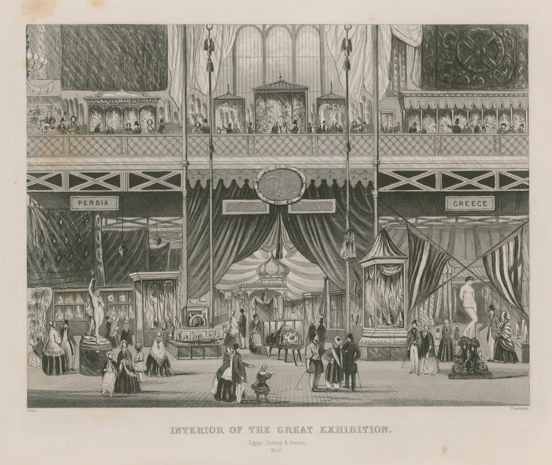 Interiör av den stora utställningen, 1851, Egypten, Turkiet och Grekland av English School