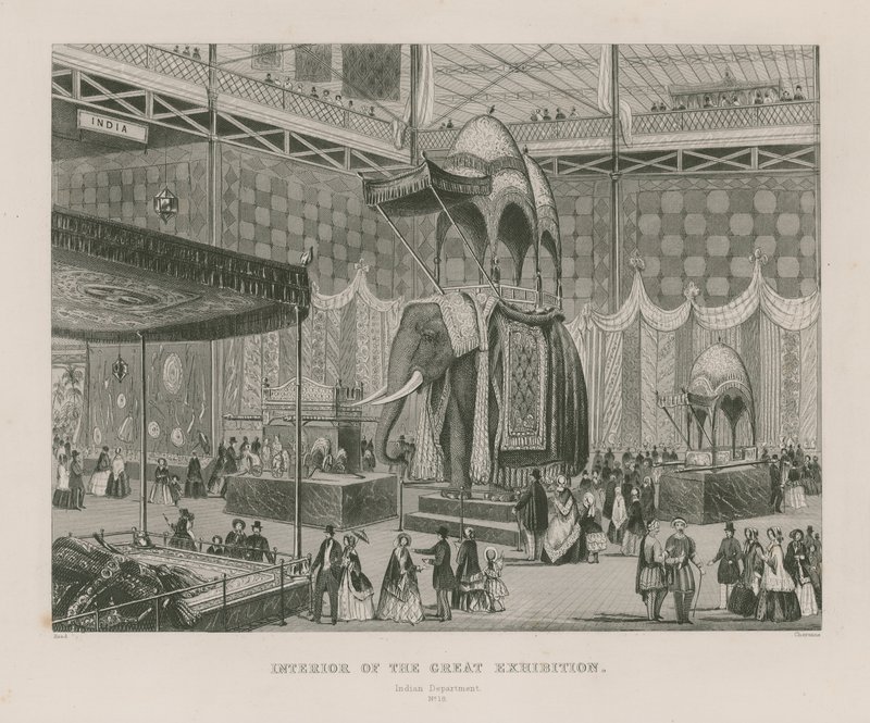 Interiör av den stora utställningen, 1851, indiska departementet av English School