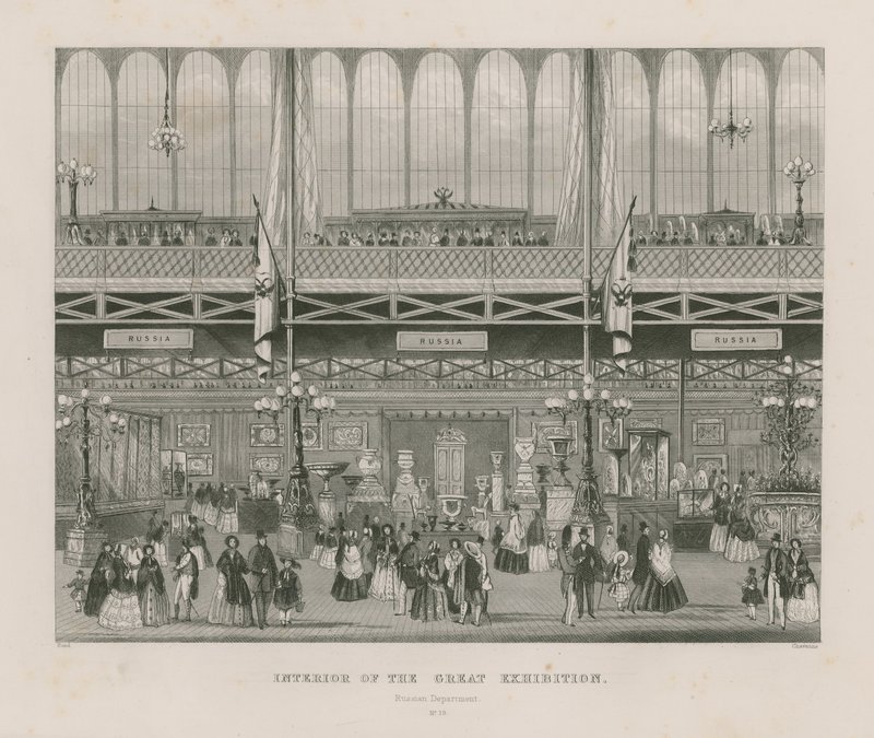 Interiör av den stora utställningen, 1851, ryska departementet av English School