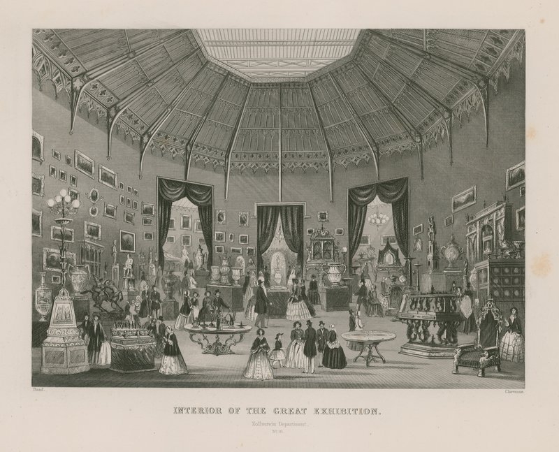 Interiör av den stora utställningen, 1851, Zollverein Department av English School