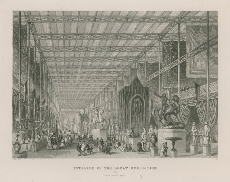 Interiör av den stora utställningen, 1851, från Dantes-templet av English School