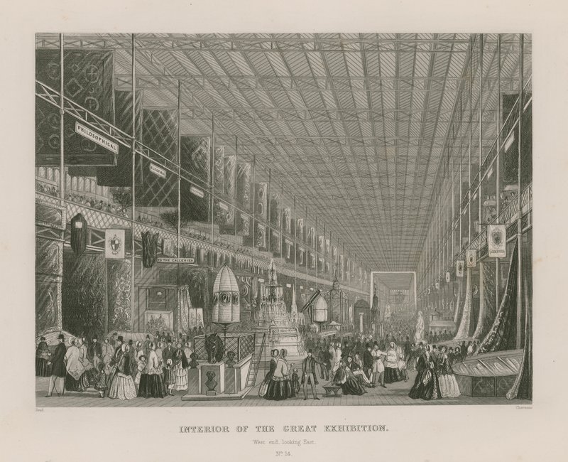 Interiör av den stora utställningen, 1851, västra änden österut av English School