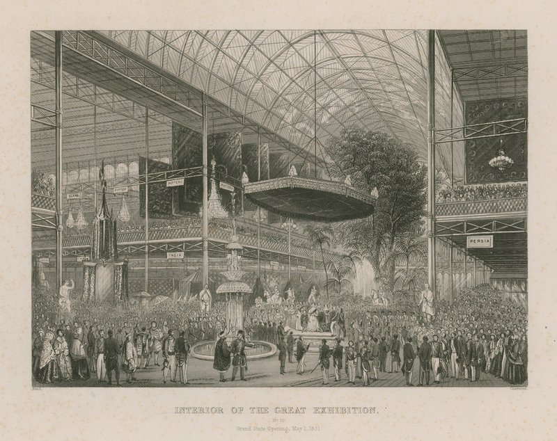 Interiör av den stora utställningen, Grand State Opening, 1 maj 1851 av English School