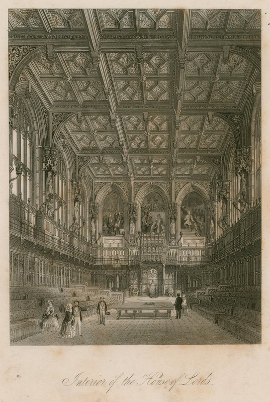 Interiör av House of Lords, Westminster, London av English School