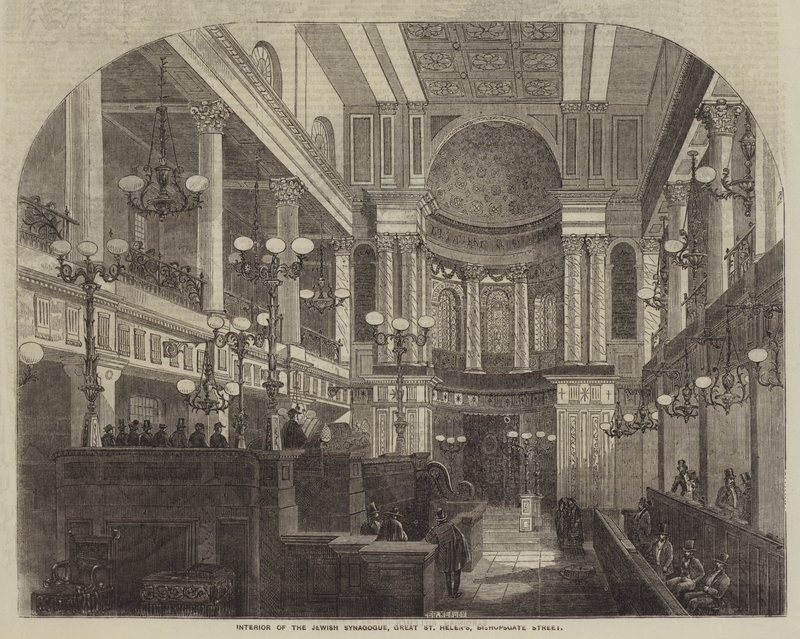 Interiör av den judiska synagogan, Great St Helen