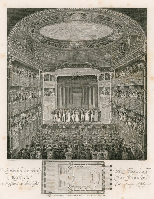 Interiör av New Theatre Royal, Haymarket, London av English School