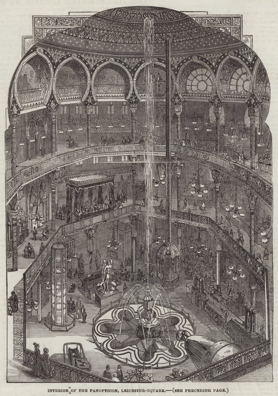 Interiör av Panopticon, Leicester-Square (gravyr) av English School