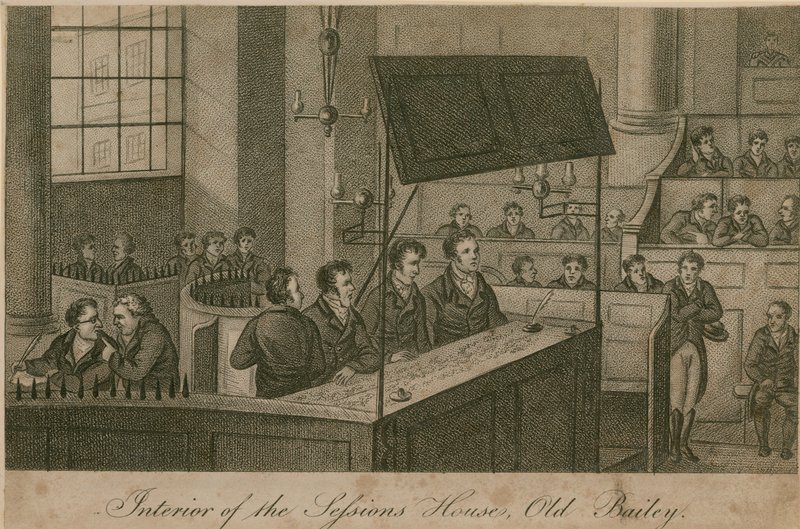 Interiör av Sessions House, Old Bailey av English School