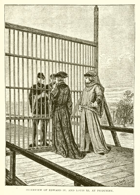 Intervju av Edward IV och Louis XI på Picquigny av English School