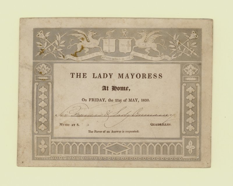 Inbjudan från The Lady Mayoress, At Home, 21 maj 1830 av English School