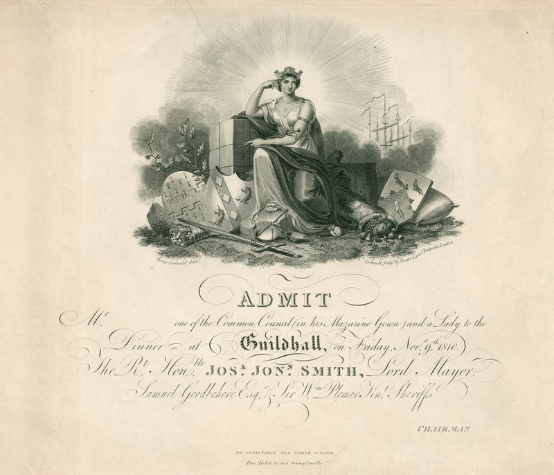 Inbjudan till en bankett i Guildhall, London, den 9 november 1810 av English School