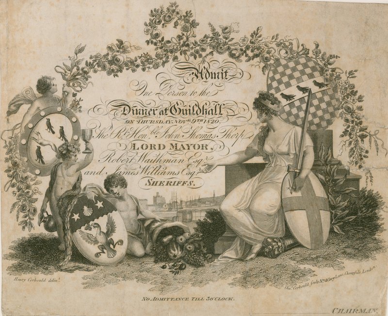Inbjudan till en bankett i Guildhall, London, den 9 november 1820 av English School