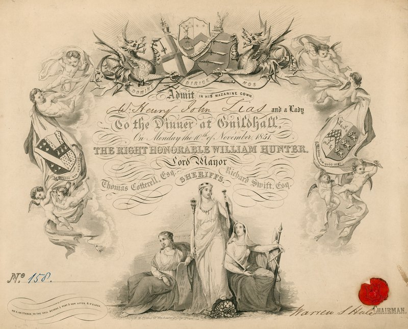 Inbjudan till en bankett i Guildhall, London, den 9 november 1851 av English School