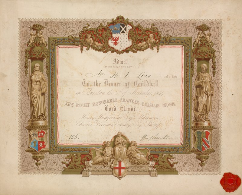 Inbjudan till en bankett i Guildhall, London, den 9 november 1854 av English School