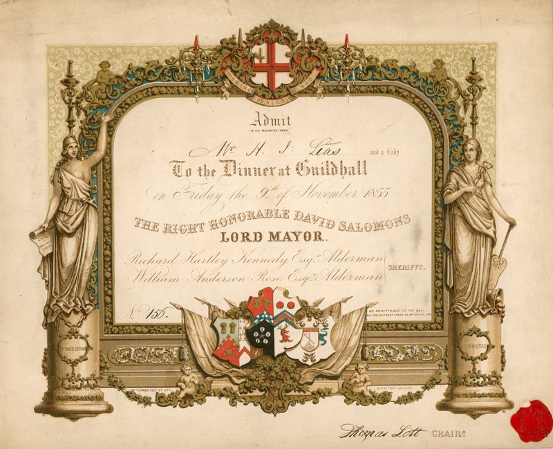 Inbjudan till en bankett i Guildhall, London, den 9 november 1855 av English School