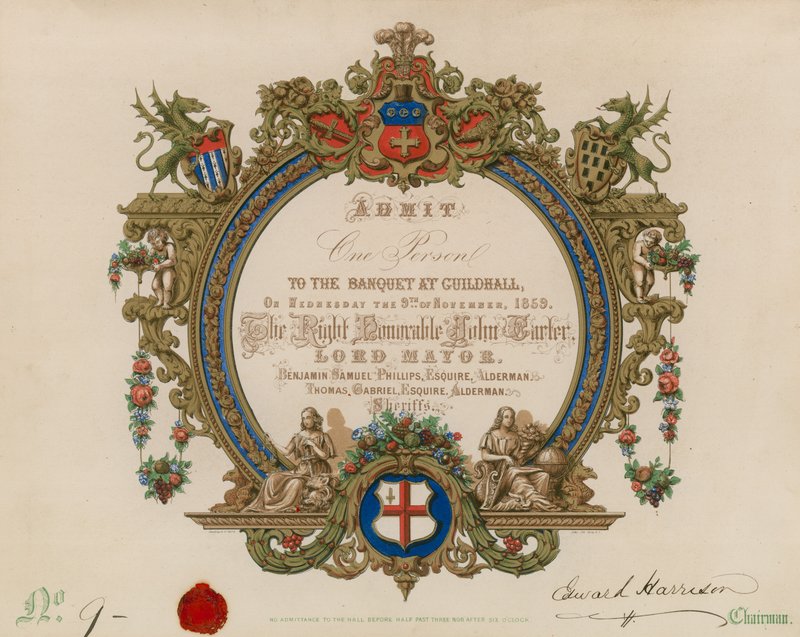 Inbjudan till en bankett i Guildhall, London, den 9 november 1859 av English School