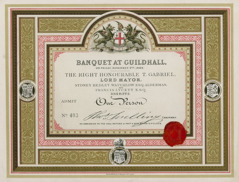 Inbjudan till en bankett i Guildhall, London, den 9 november 1866 av English School