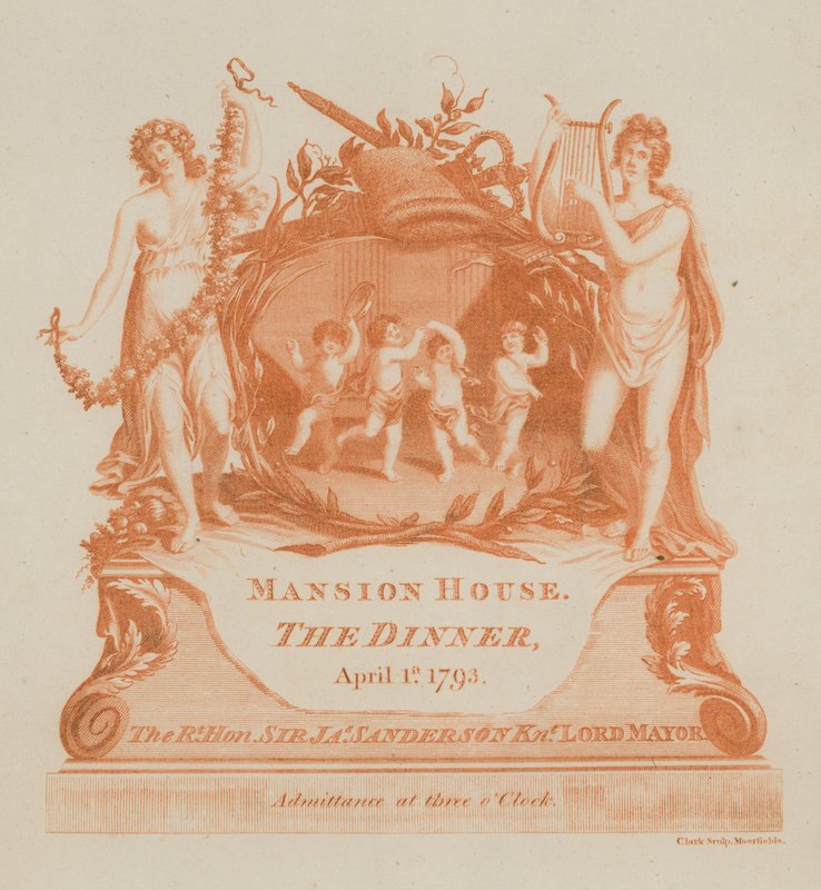 Inbjudan till en middag på Mansion House, London, den 1 april 1793 av English School