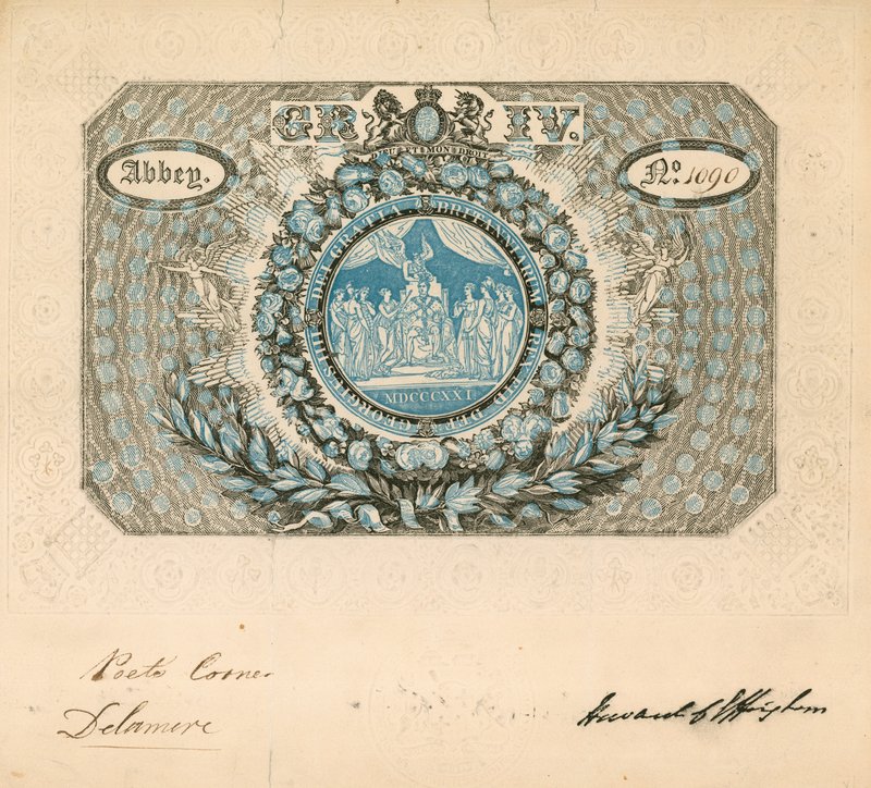 Inbjudan till George IVs kröning 1821 av English School