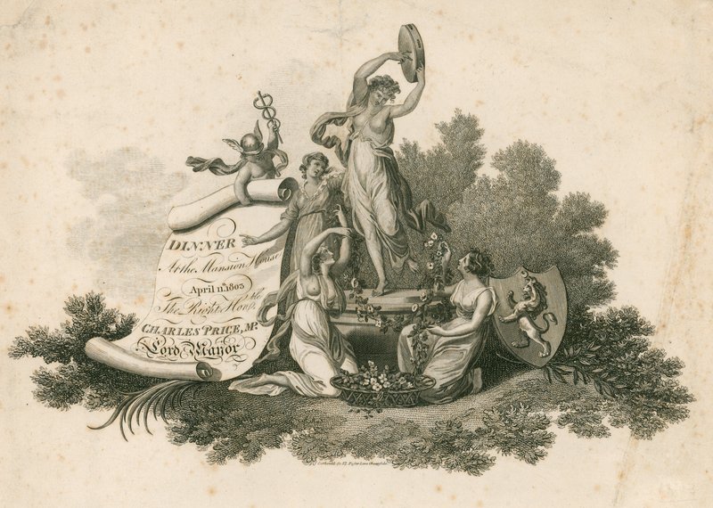 Inbjudan till Lord Mayors-middag på Mansion House, London, 11 april 1803 av English School