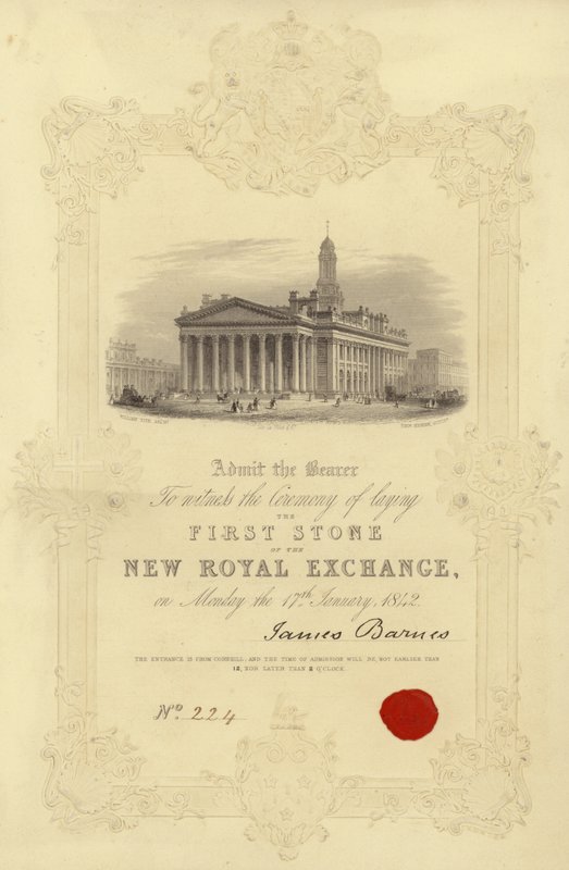 Inbjudan till nedläggning av den första stenen i New Royal Exchange av English School