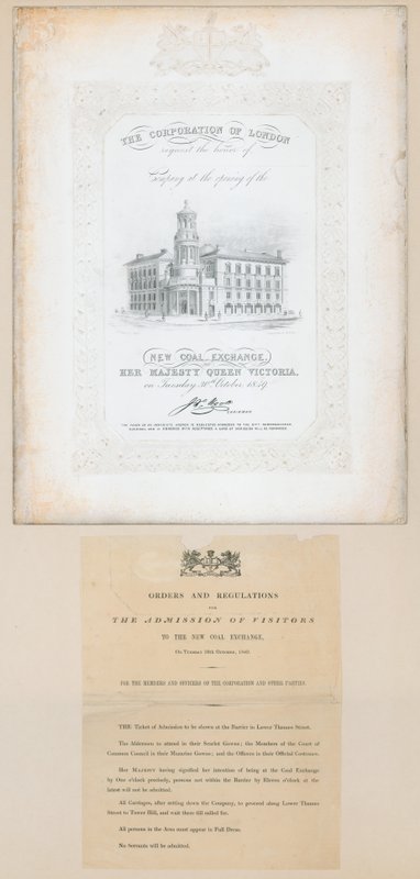 Inbjudan till öppnandet av Nya Kolbörsen, 30 oktober 1849 av English School