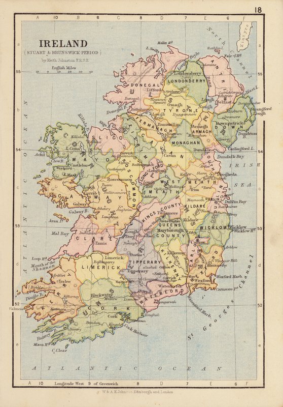 Irland, Stuart- och Brunswickperioden (färglitografi) av English School