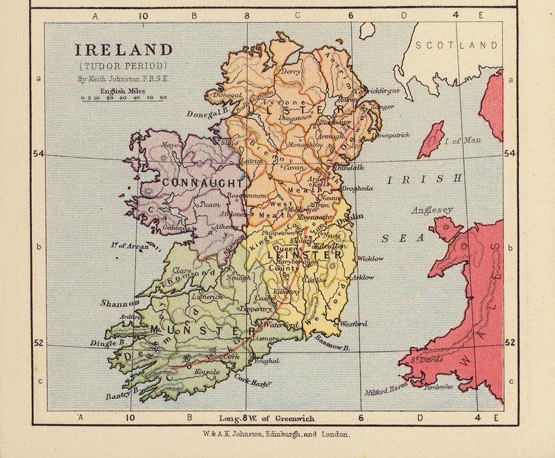 Irland, Tudorperioden (färglitografi) av English School