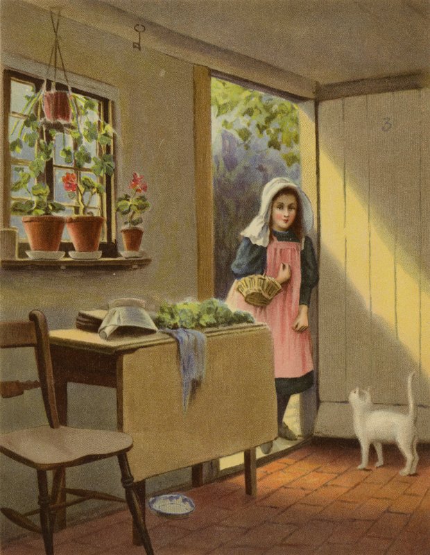 Är det någon hemma? (chromolitho) av English School