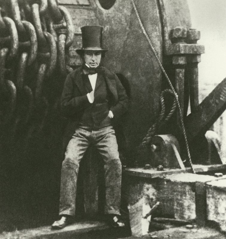 Isambard Kingdom Brunel, ingenjör, under byggandet av Great Eastern (gravyr) av English School
