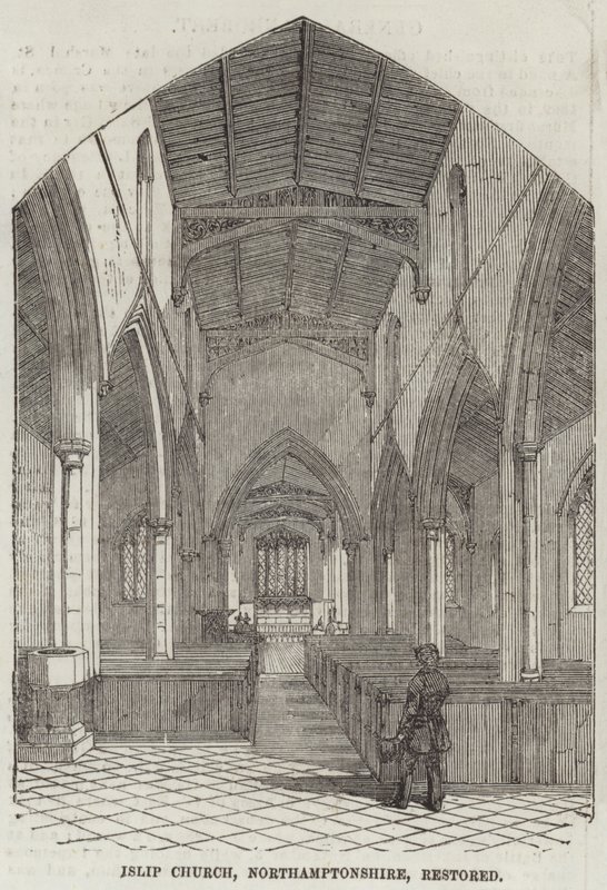 Islip Church, Northamptonshire, restaurerad (gravyr) av English School