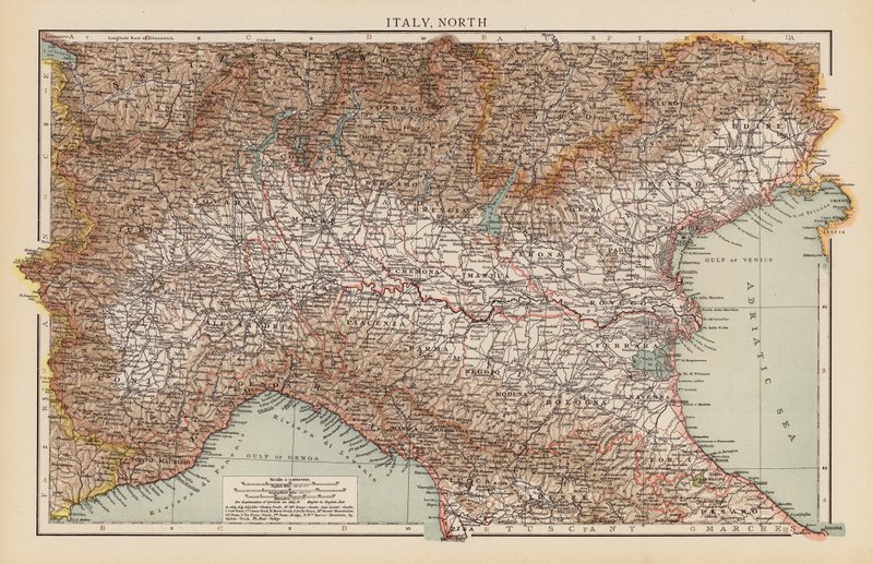 Italien, norra delen (färglitografi) av English School