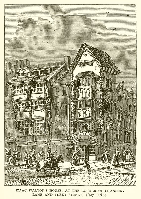 Izaac Waltons hus, i hörnet av Chancery Lane och Fleet Street, 1627--1644 av English School