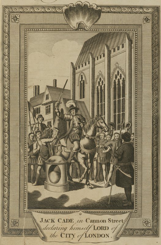Jack Cade på Cannon Street förklarar sig själv som Lord of the City of London av English School