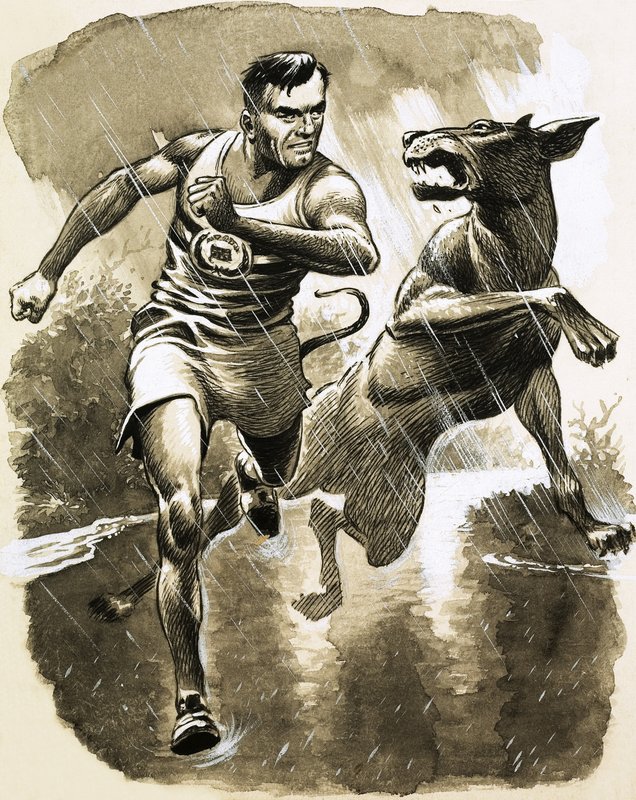 Jack Holden vann ett maraton trots att han blivit biten av en hund under loppet av English School