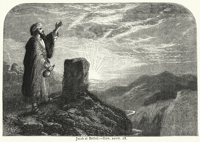 Jakob i Betel, Gen xxviii 18 (gravyr) av English School