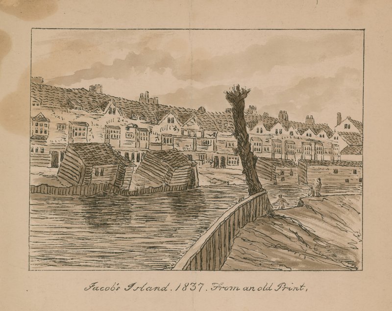 Jacobs Island i Bermondsey (bläck på papper) av English School
