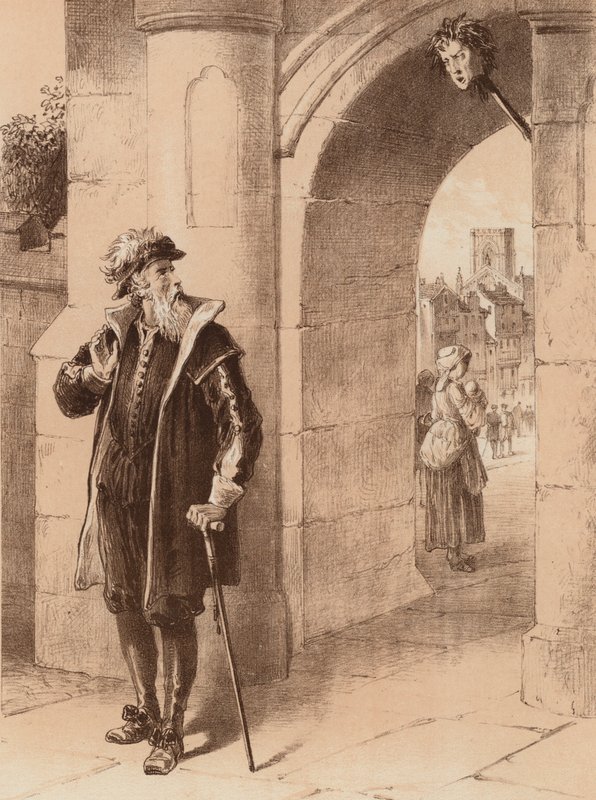 James Bird, "Hans fader gick en dag förbi och såg sin sons ansikte" (litografi) av English School